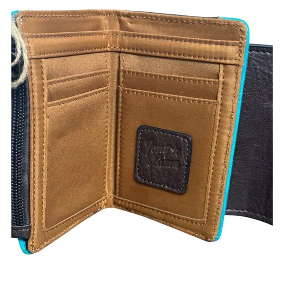NWT! Tony Lama Western Studded Brown Turquoise Tooled Wristlet Wallet - Picture 8 of 9